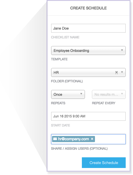 Create Schedule